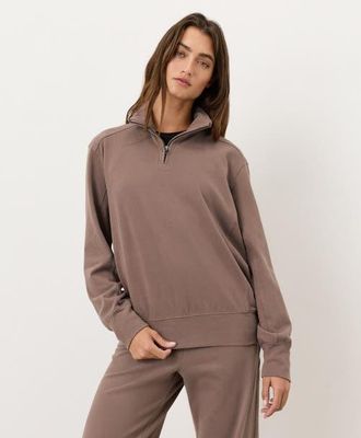 Pact CloudKnit Half Zip in Deep Taupe at Nordstrom, Size X-Small