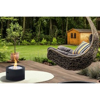 Dmora Dmora - Chimenea De Bioetanol Aielli, Chimenea Ecol&oacute;gica, Hogar Sin Humo, Calefactor De Etanol, Made In Italy, 48x48 H33 Cm, Negro