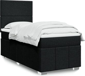 vidaXL Cama Box Spring Con Colch&oacute;n Tela Negro 90x190 Cm Vidaxl