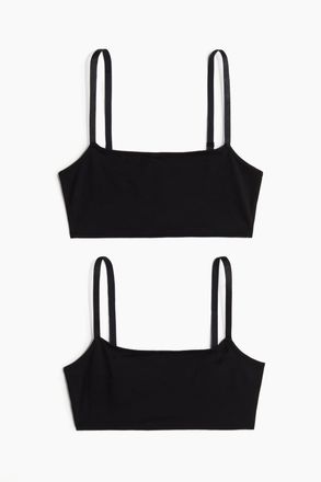 H&M 2er-Pack Unwattierte Soft-BHs aus Baumwolle - Schwarz
