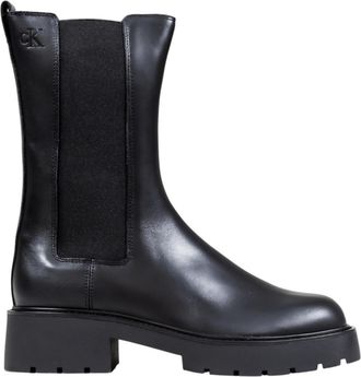 Calvin Klein Jeans Womens Chelsea Boots Lug Sole Leather - Black - Size EU 37