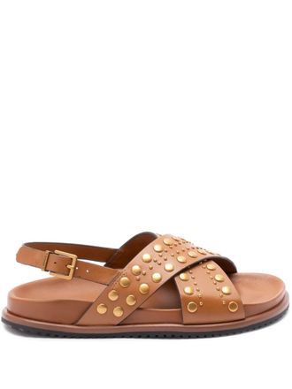 Twin-Set stud-embellished sandals - women - Rubber/Calf Leather/Leather - 36 - Brown