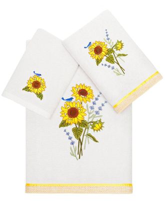 Linum Home Textiles Turkish Cotton Girasol 3Pc Embellished Towel Set