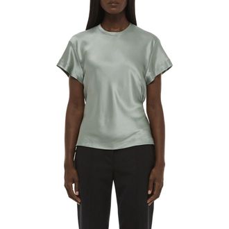 Helmut Lang Silk Satin Top in Green Tea at Nordstrom, Size Xx-Small
