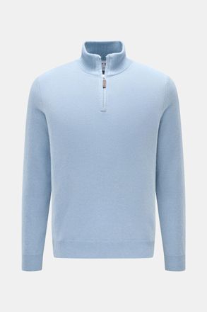 FTC Men - Cashmere half-zip jumper light blue mottled