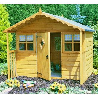 Shires Cubby Playhouse Kids Wendy House in Brown