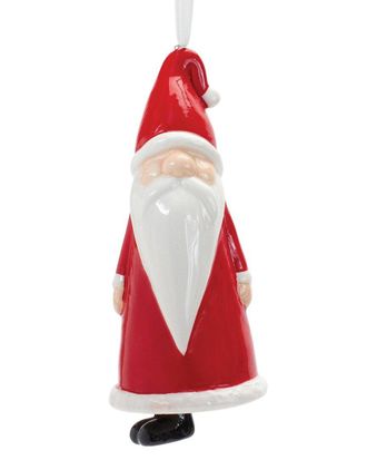 Melrose International Set Of 12 Ceramic Santa Bell Ornament