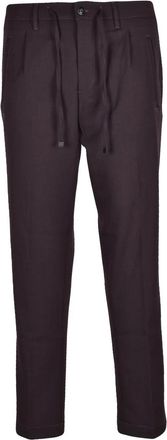 Officina 36 Brown Pleated Stretch Viscose-Blend Technical Pants