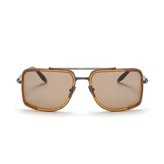 Akoni Stargazer Geometric Square Frame Sunglasses with Double Bridge Design