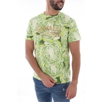 Cavalli T-shirt in cotone con stampa animale - - Tops - Uomo - Multicolore - M