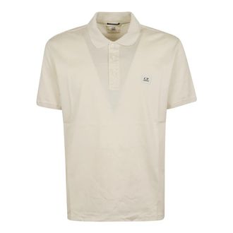 C.P. Company Polo Shirts, male, Beige, Size: L 70/2 Mercerized Jersey Gasato Short Sleeve Polo
