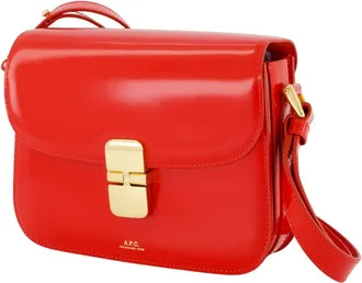 A.P.C. Womens Grace Shoulder Bag Red Calfskin