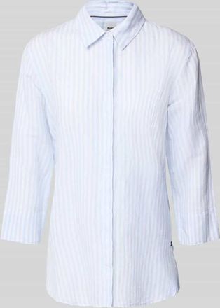 Brax Brax Regular Fit Leinenbluse mit 3/4-Arm Modell Vickie in Hellblau, Größe 38