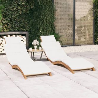 vidaXL Tumbonas Con Cojines 2 Unidades Madera Maciza De Teca Vidaxl