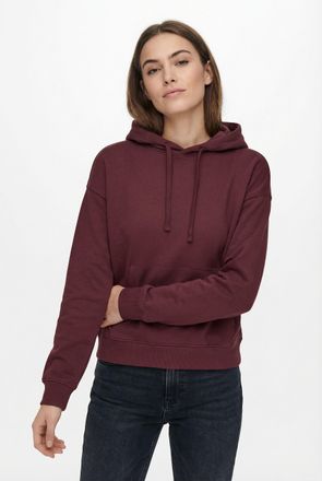 Only Kapuzensweatshirt ONLY ONLBEST L/S HOOD SWT NOOS, Damen, Gr. L, lila (tawny port), Sweatware, Obermaterial: 65% Polyester, 35% Baumwolle, unifarben, r