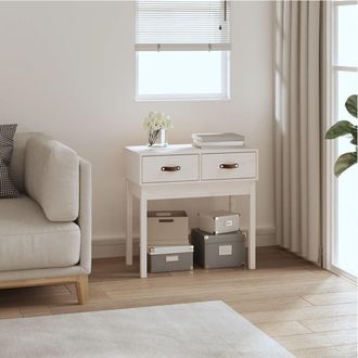 vidaXL Vidaxl - Mesa Consola De Madera Maciza De Pino Blanco 76,5x40x75 Cm