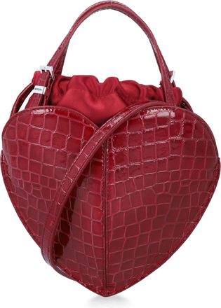 Rotate Bordeaux Crocodile-Embossed Patent Leather Heart Bag