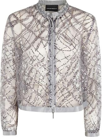 Emporio Armani Cropped Silver Shirt Jacket