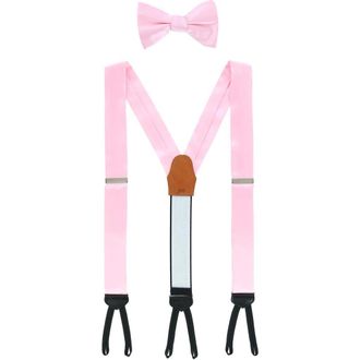 Trafalgar Store Sutton Solid Color Silk Brace and Bow Tie Combo in Pink at Nordstrom