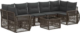 vidaXL Conjunto De Sof&aacute;s De Jard&iacute;n 8 Uds. Gris Rat&aacute;n Sint&eacute;tico Vidaxl