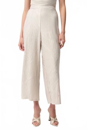 Joseph Ribkoff Pleated Satin Pull-On Culotte Pants In Moonstone