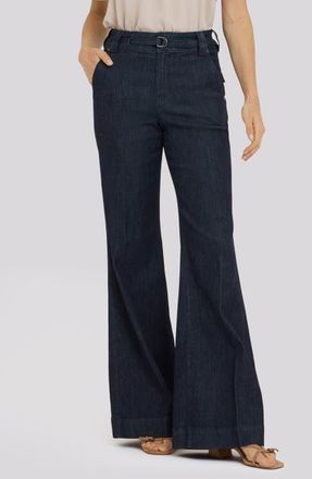 NYDJ Mia Belted High Waist Palazzo Flare Jeans in Rinse at Nordstrom, Size 16