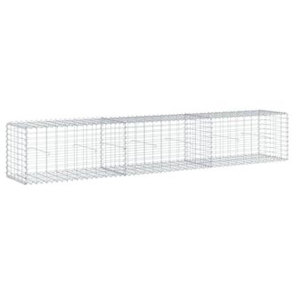 Berkfield Home Gabion Basket with Cover 300x50x50 cm Galvanised Iron in Silver | Size: 300 x 50 x 50 cm