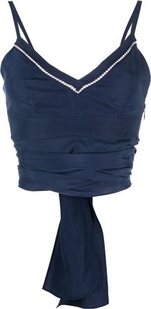 Alberta Ferretti rear-tie V-neck cami top - women - Silk - 46 - Blue