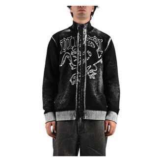 Diesel C&aacute;rdigan con cremallera y motivo de grifo - Knitwear - Hombre - Negro - 2XL