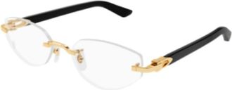 Cartier Cat Eye Optical Frame - unisex - Brillen - Geel - 55 MM - Leer - Accessoires