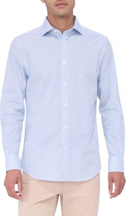 Bugatchi Axel Shaped Fit Button-Up Shirt in Ice at Nordstrom, Size Xxx-Large