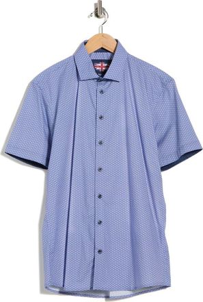 Soul of London Geometric Print Stretch Cotton Short Sleeve Sport Shirt in Navy at Nordstrom Rack, Size Xx-Large