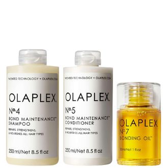 Olaplex Womens Trio Bundle - No.4 Bond Maintenance Shampoo 250ml, No.5 Conditioner & No.7 Bonding Oil 30ml - One Size