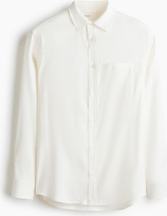 H&M Hemd aus Leinenmix in Regular Fit - White