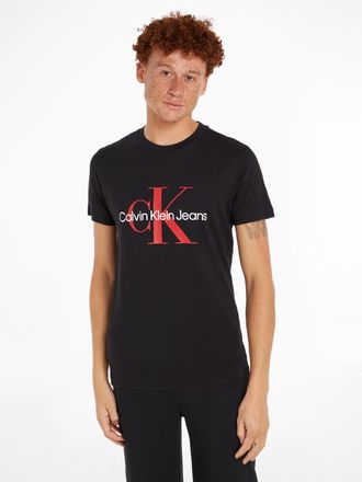 Calvin Klein Jeans T-Shirt CALVIN KLEIN JEANS, Herren, Gr. XL, schwarz, Jersey, Obermaterial: 100% Baumwolle, unifarben, slim fit h&uuml;ftlang, Rundhals, Shirts T-Shirt, mit