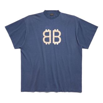 Balenciaga Crypto Oversized T-shirt Blue 739028TOVU64108