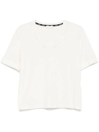 Liu Jo crystal-logo T-shirt - women - Cotton - S - White