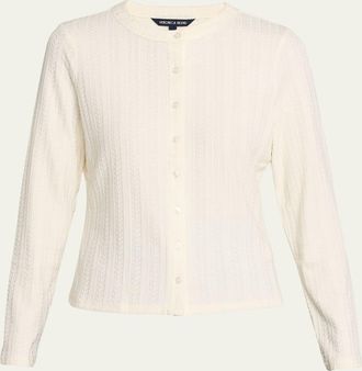Veronica Beard Lira Pointelle Crewneck Cardigan