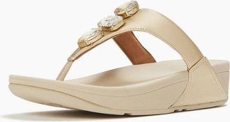 FitFlop Womens Fitflop Lulu Ultra-Jewel Toe-Post Polyurethane Womens Platino Sandals - Gold - Size: 6