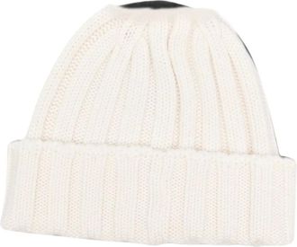 Woolrich Gebreide muts met logo-patch - Dames - Accessoires - Wit - Maat: M Wol
