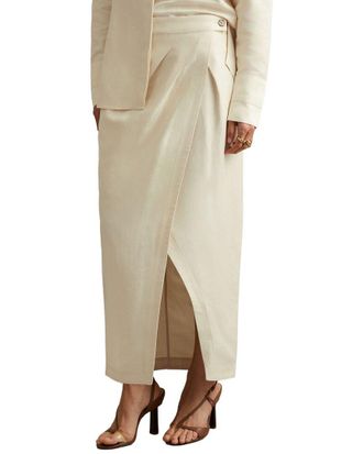 Reiss Caro Slip Linen-Blend Midi Skirt