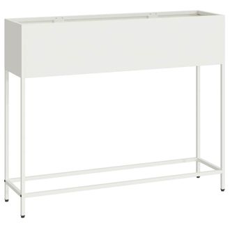 vidaXL Vaso Da Giardino Rialzato Bianco 100 X 26 X 82 Cm Acciaio Vidaxl