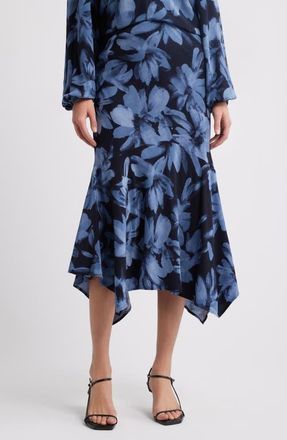 Rails Edwina Floral Asymmetric Midi Skirt in Midnight Lily at Nordstrom, Size Small