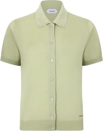 Versace Gebreid Polo Vest - Dames - Vesten - Groen - M - Truien & Vesten