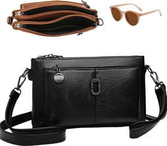 Generic Large Capacity Phone Bag Crossbody Bag, Vintage Multi Pockets PU Leather Bags, Fashion Soft Shoulder Bags