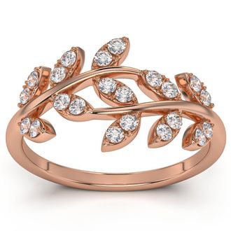 Pompeii3 1/3Ct Diamond Wedding Stackable Ring Vine Petal Leaf White Yellow or Rose Gold