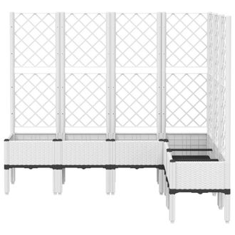 Berkfield Home Garden Planter with Trellis White 160x120x142 cm PP | Size: 160 x 120 x 142 cm