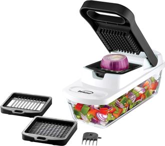 Brentwood Pro Food Chopper and Vegetable Dicer with 6.3 Cup Storage Container in Black