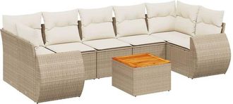 vidaXL Vidaxl - Juego De Sof&aacute;s De Jard&iacute;n Con Cojines Beige 8 Pzas Rat&aacute;n Pe