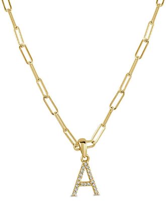 Sabrina Designs 14K Diamond Paperclip Initial Necklace (A-Z)